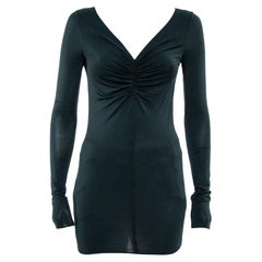 Emporio Armani Dark Green Ruched Knit Fitted Tunic S