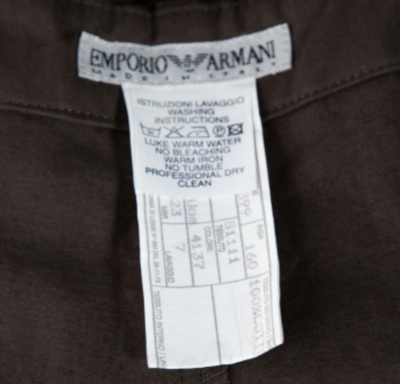Emporio Armani Dark Grey Cotton Drawstring Waist & Cuff Trousers L In Good Condition For Sale In Dubai, Al Qouz 2
