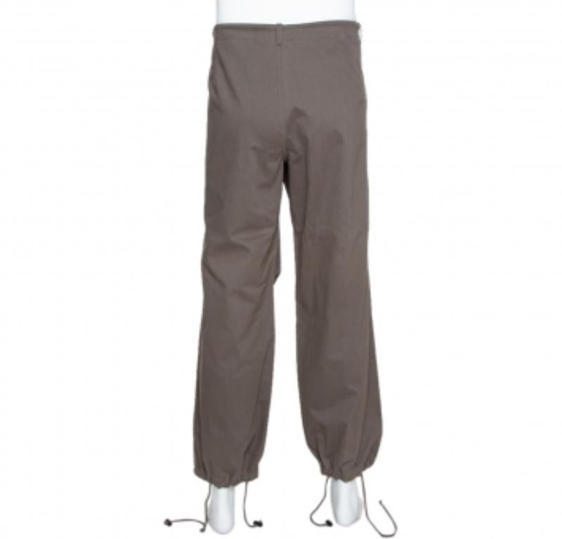 Emporio Armani Dark Grey Cotton Drawstring Waist & Cuff Trousers L For Sale 1