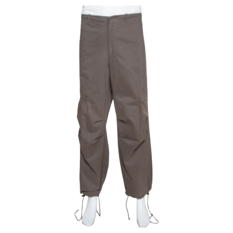 Emporio Armani Dark Grey Cotton Drawstring Waist & Cuff Trousers L For Sale