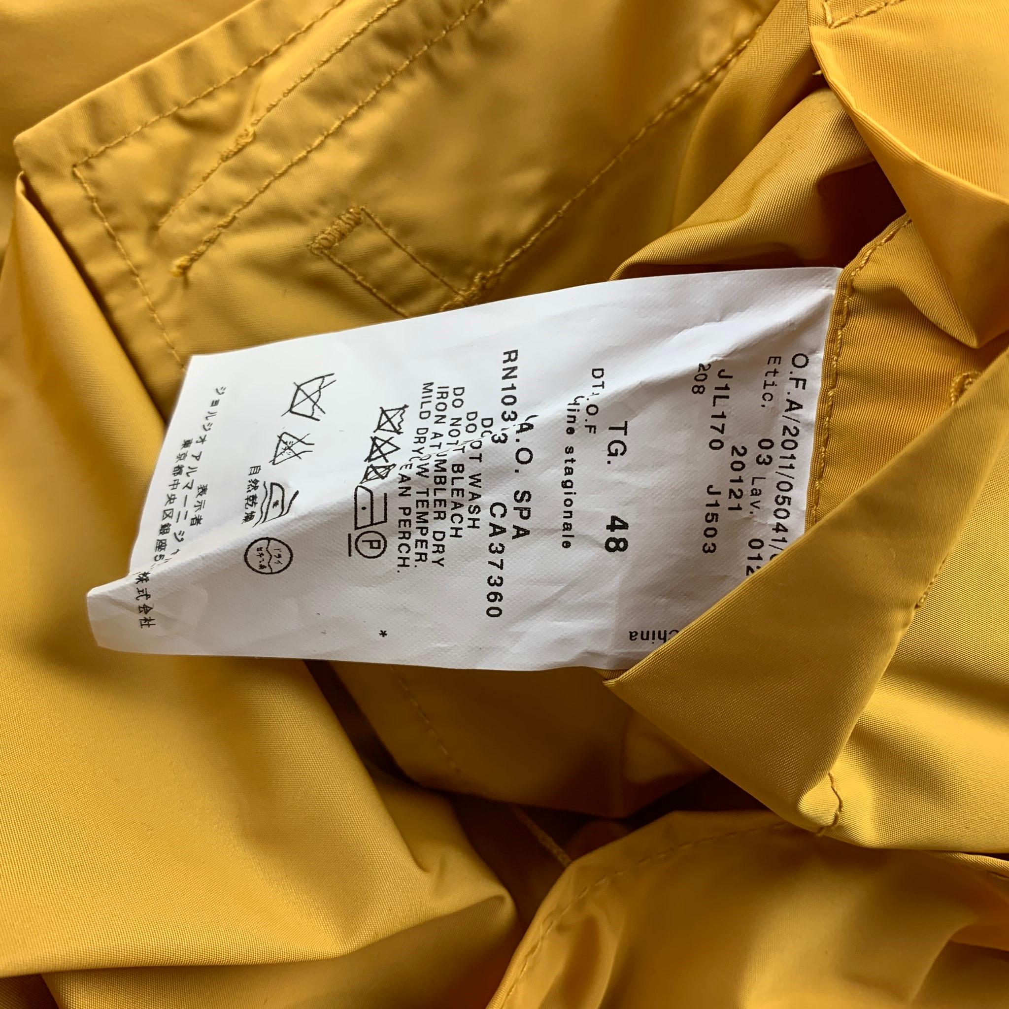 EMPORIO ARMANI David Line Size 38 Yellow Polyester Epaulettes Belted Coat In Good Condition In San Francisco, CA