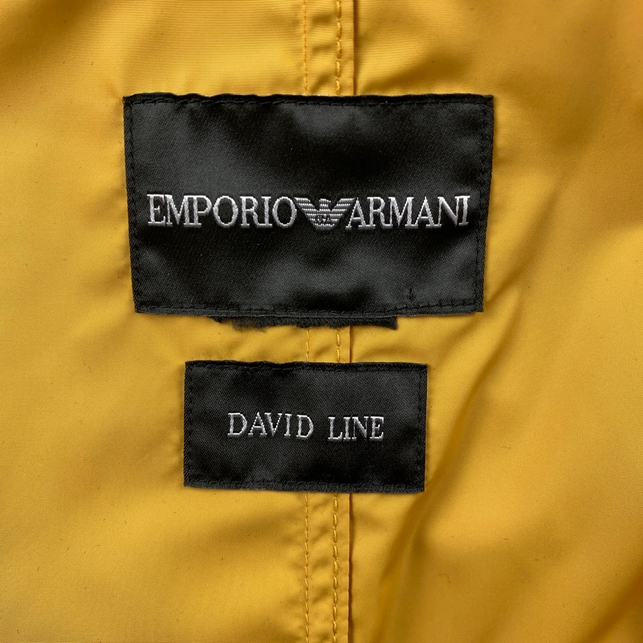 EMPORIO ARMANI David Line Size 38 Yellow Polyester Epaulettes Belted Coat 1