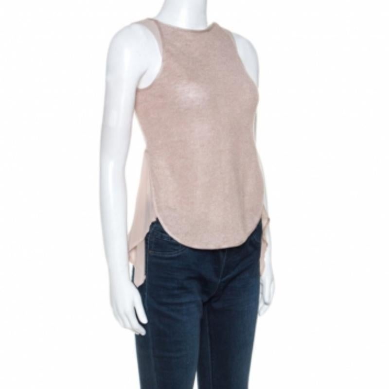 Grigio Emporio Armani Top in maglia all'uncinetto con inserto in seta rosa scuro XS in vendita