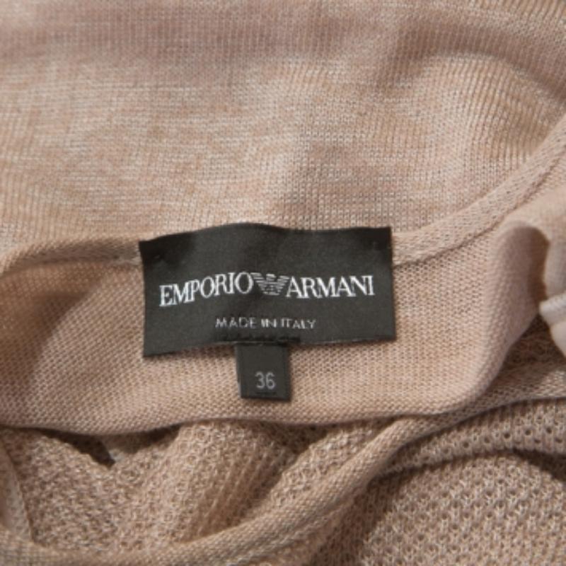 Emporio Armani Top in maglia all'uncinetto con inserto in seta rosa scuro XS In condizioni ottime in vendita a Dubai, Al Qouz 2