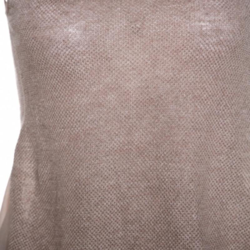 Emporio Armani Top in maglia all'uncinetto con inserto in seta rosa scuro XS in vendita 1