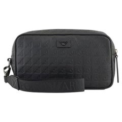 Emporio Armani Eagle Embossed Calf Leather Clutch — Black