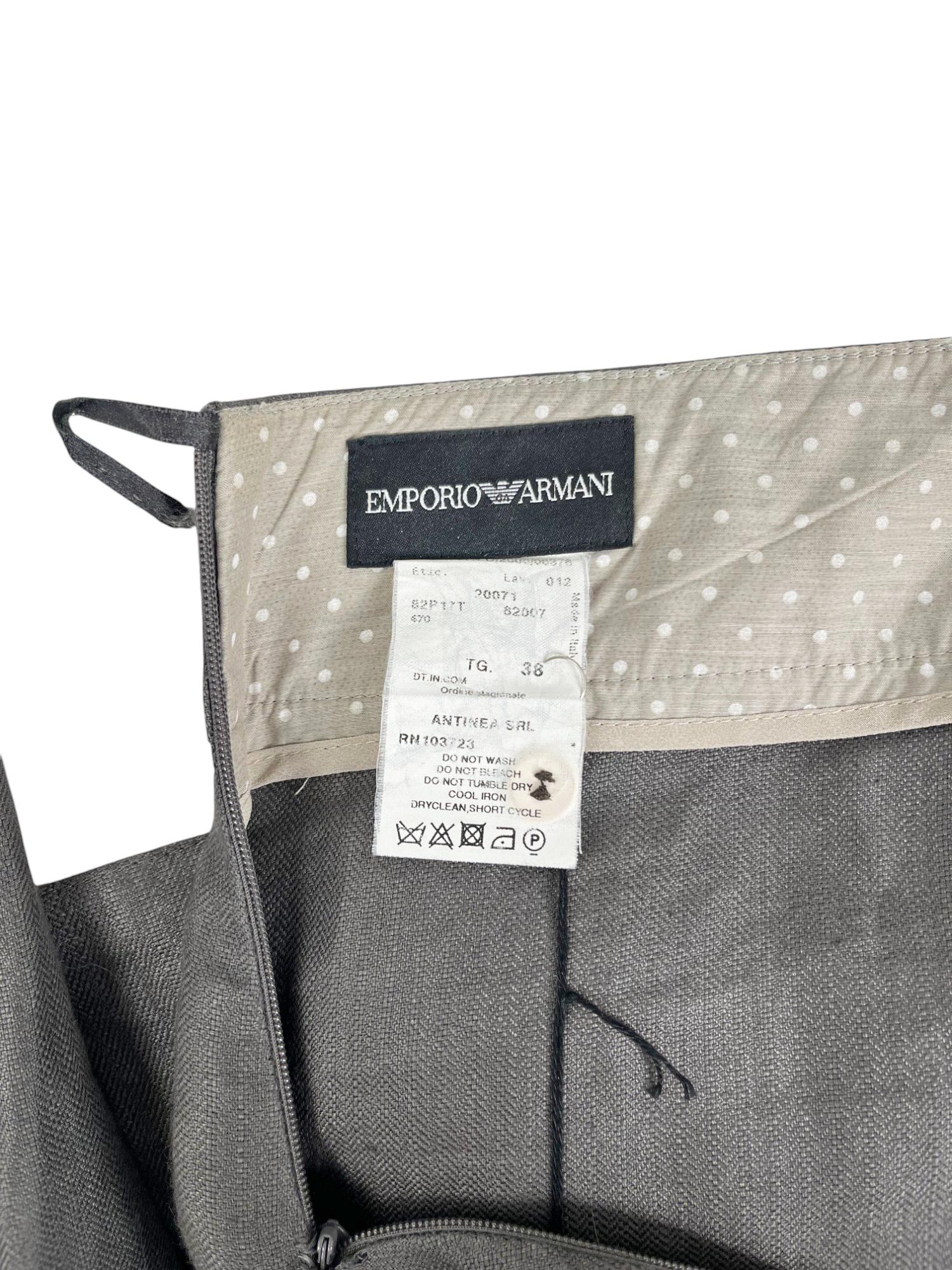 Emporio Armani F/W 2008 Pantalon palazzo évasé gris en vente 5
