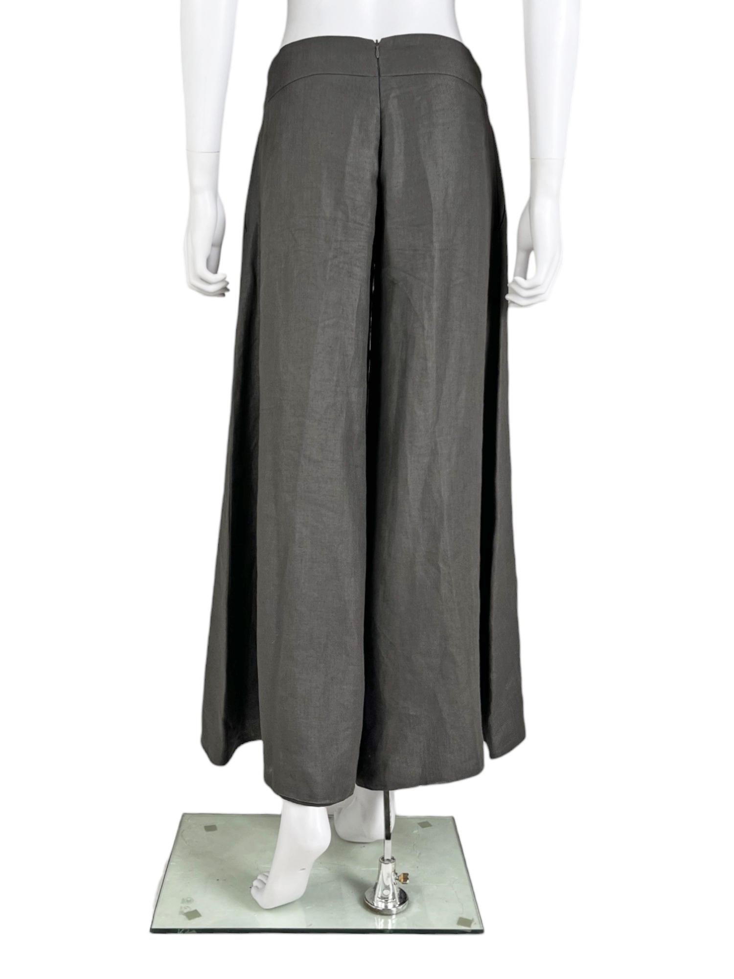 Gray Emporio Armani F/W 2008 Pantalon palazzo évasé gris en vente