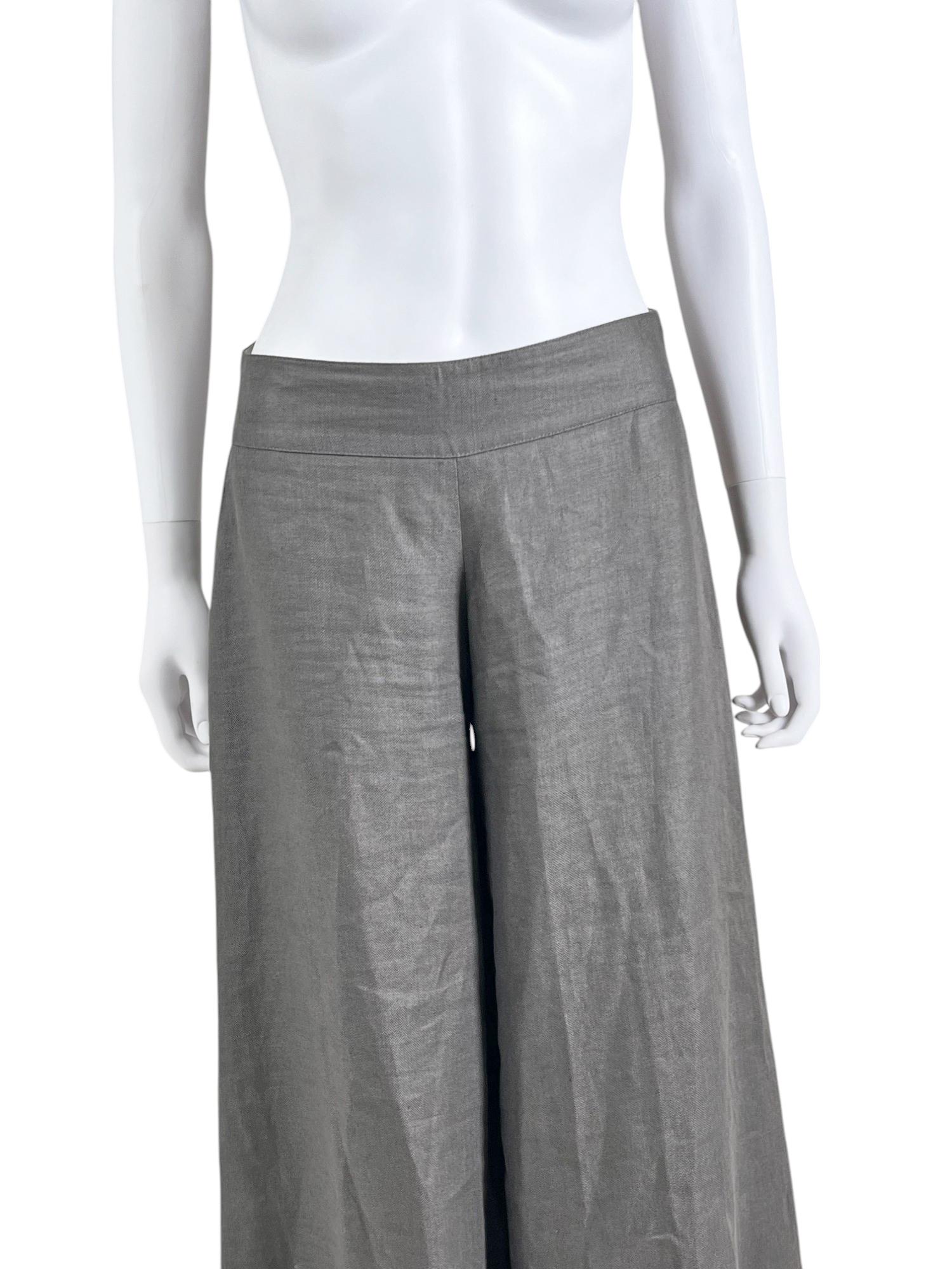 Emporio Armani F/W 2008 Pantalon palazzo évasé gris Excellent état - En vente à Caserta, IT