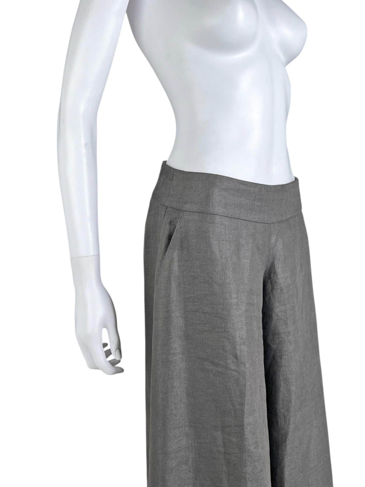 Emporio Armani F/W 2008 Pantalon palazzo évasé gris Pour femmes en vente