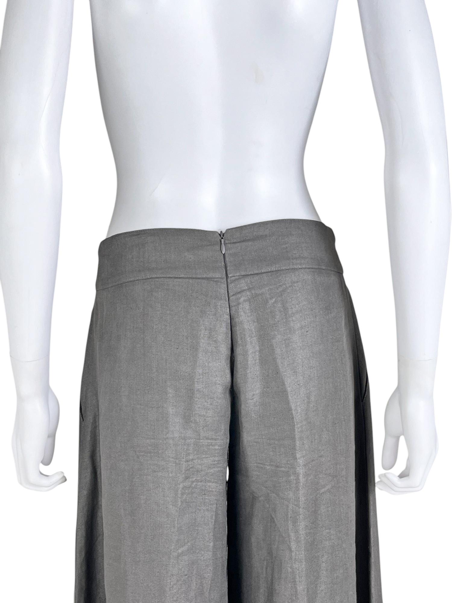 Emporio Armani F/W 2008 Pantalon palazzo évasé gris en vente 2