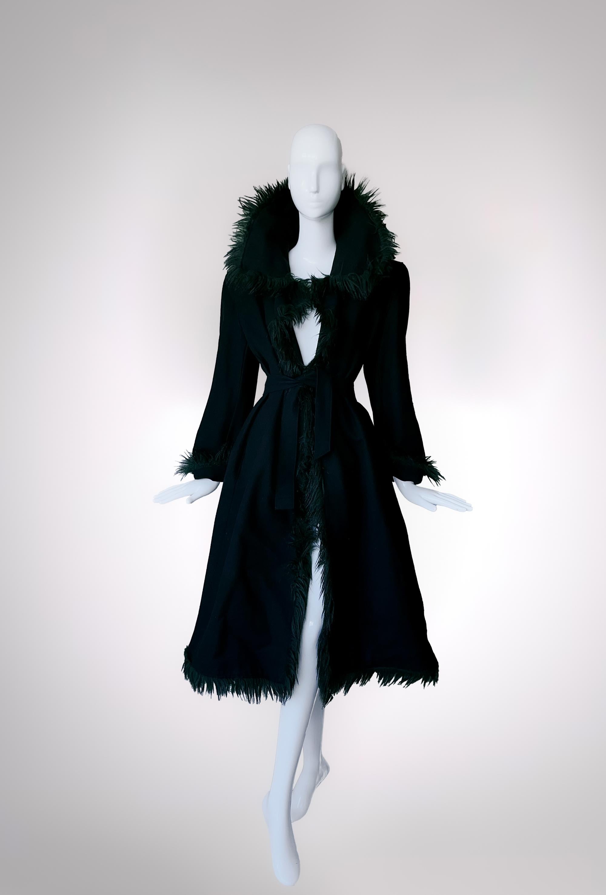 Black EMPORIO ARMANI FW 2000 Dramatic Coat For Sale