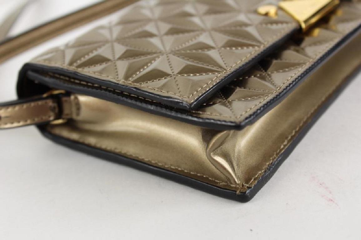 Emporio Armani Gold Geometric Quilted Crossbody Flap Bag 12AX1216 For Sale 6