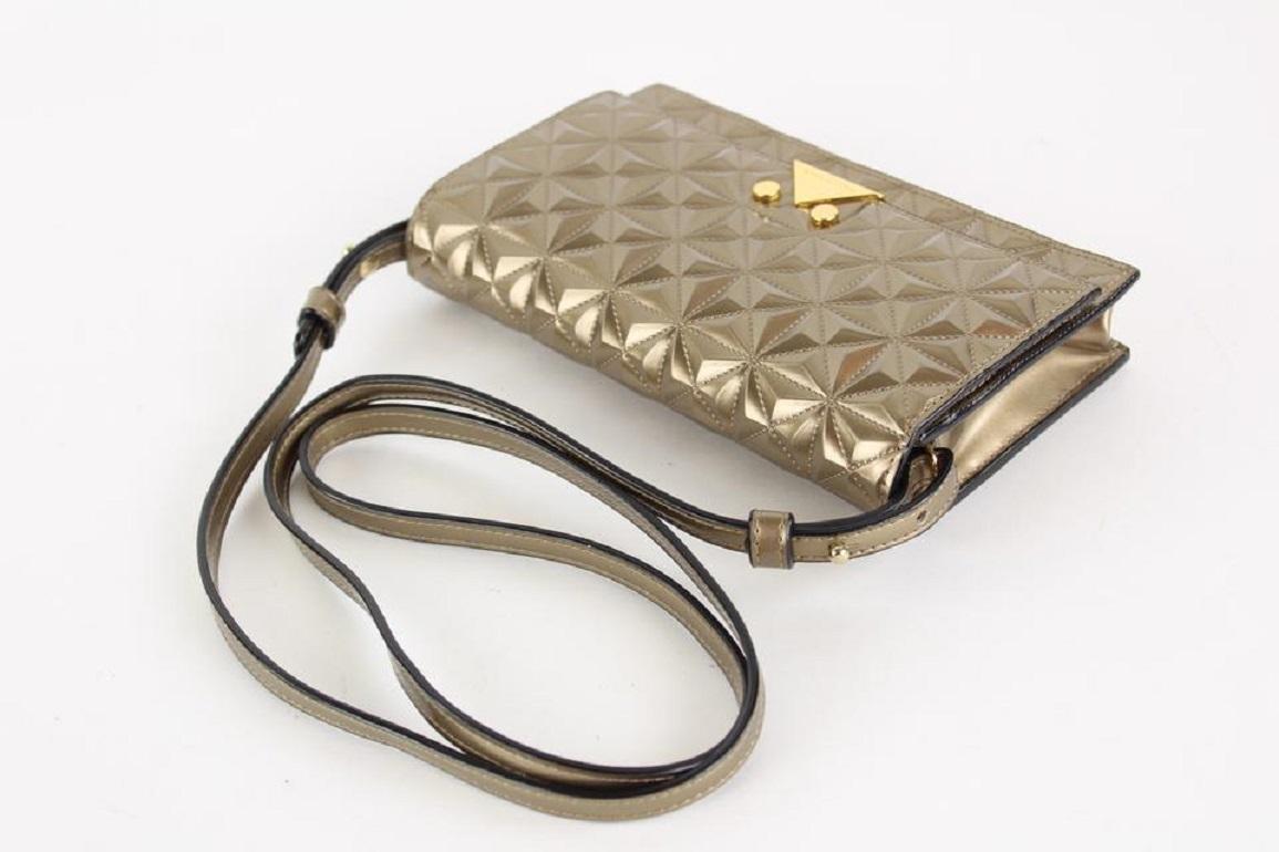 Emporio Armani Gold Geometric Quilted Crossbody Flap Bag 12AX1216 For Sale 1