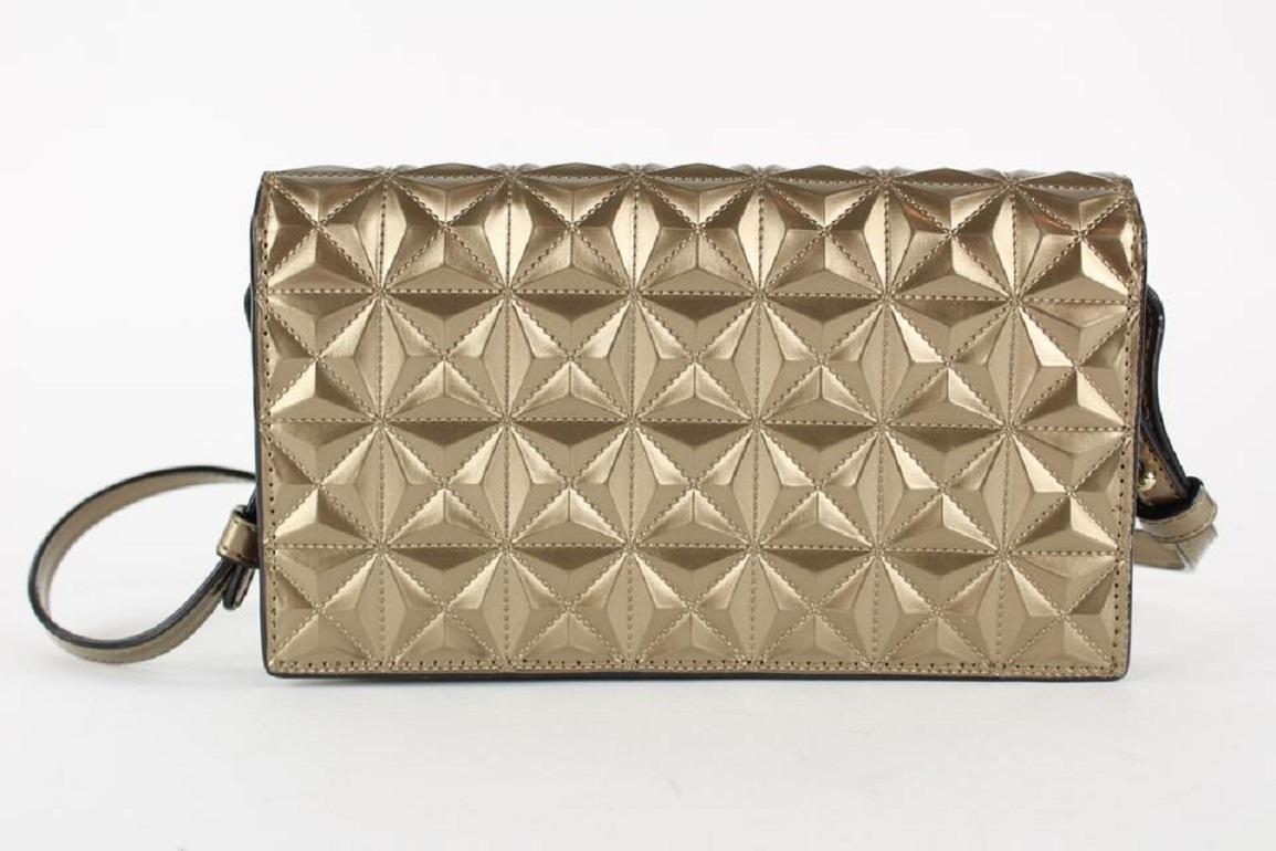 Emporio Armani Gold Geometric Quilted Crossbody Flap Bag 12AX1216 For Sale 3