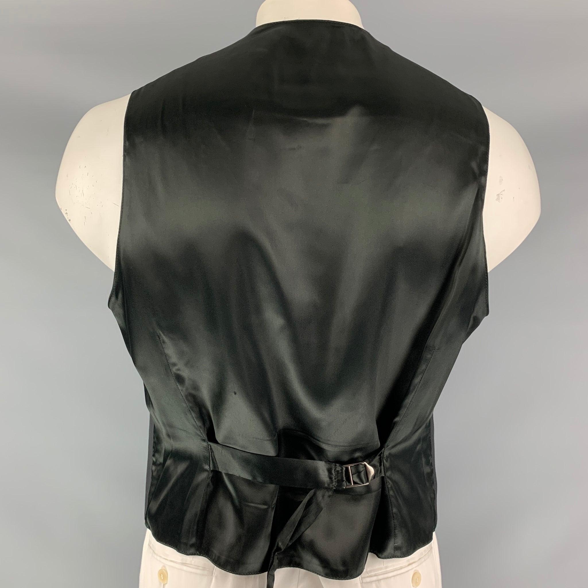 EMPORIO ARMANI Green Line Size 46 Black Solid Wool Asymmetrical Vest In Good Condition In San Francisco, CA