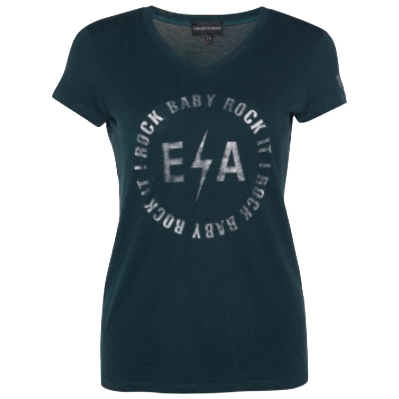Emporio ARMANI Camiseta cuello redondo algodón verde con logotipo M