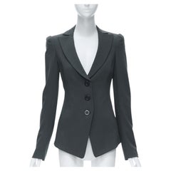 EMPORIO ARMANI grüner Woll-Crepe-Blazer mit gepolstertem Kragen IT40 S