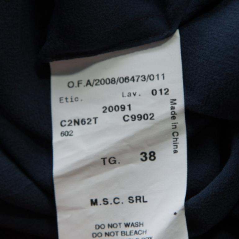 Gris Emporio ARMANI Jupe trapèze en soie grise et bleu marine S en vente