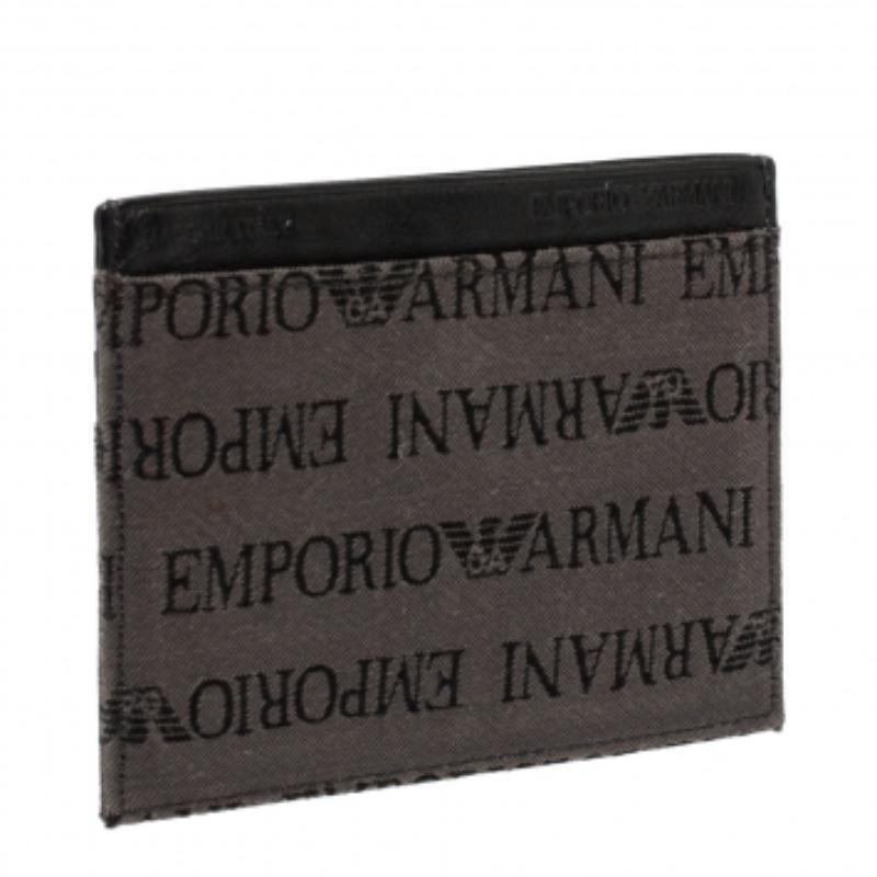Nero Portacarte Emporio Armani in pelle grigio/nero in vendita