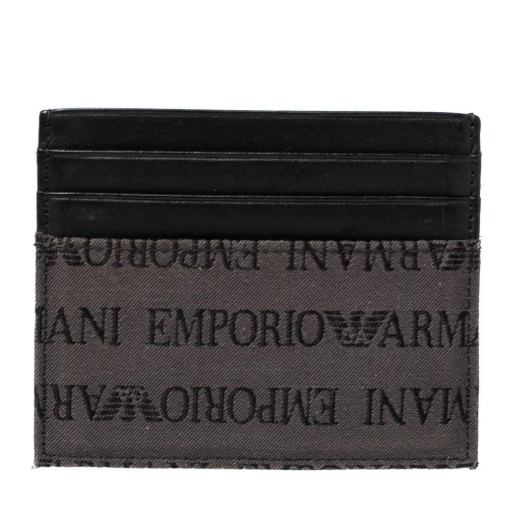 Men's Emporio Armani Grey/Black Leather Card Holder