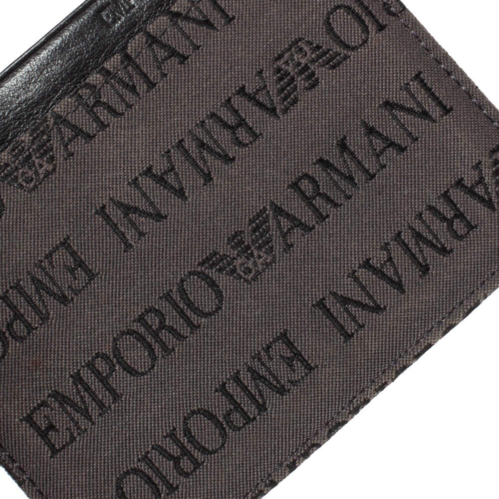Emporio Armani Grey/Black Leather Card Holder 1