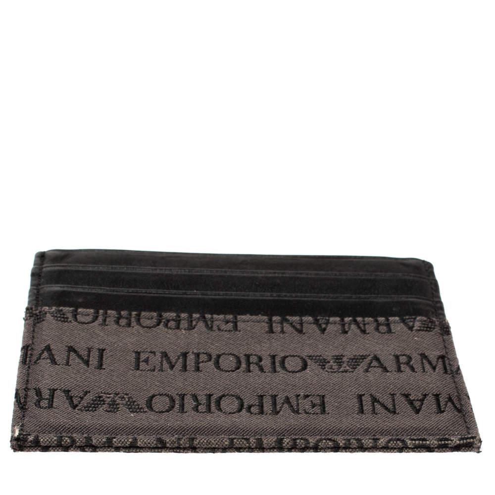 Emporio Armani Grey/Black Leather Card Holder 2