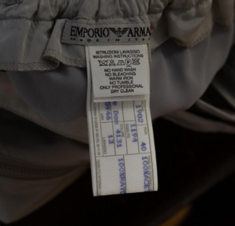 Gray Emporio Armani Grey Coated High Waist Pants M For Sale