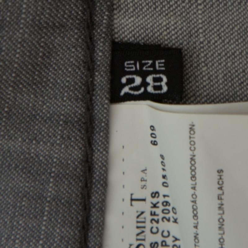 Women's Emporio Armani Grey Cotton 5 Pocket Detail Tapered Leg Trousers L For Sale