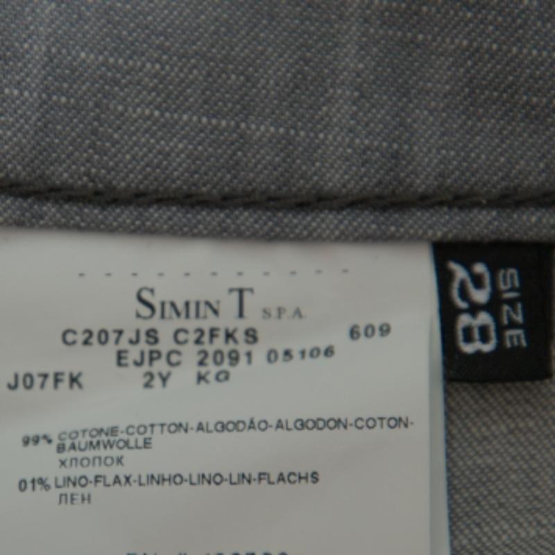 Emporio Armani Grey Cotton 5 Pocket Detail Tapered Leg Trousers L For Sale 1