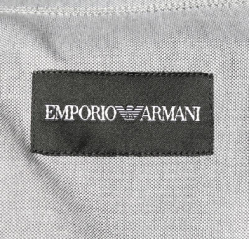 De los hombres Emporio ARMANI Camisa gris de algodón con botones M en venta