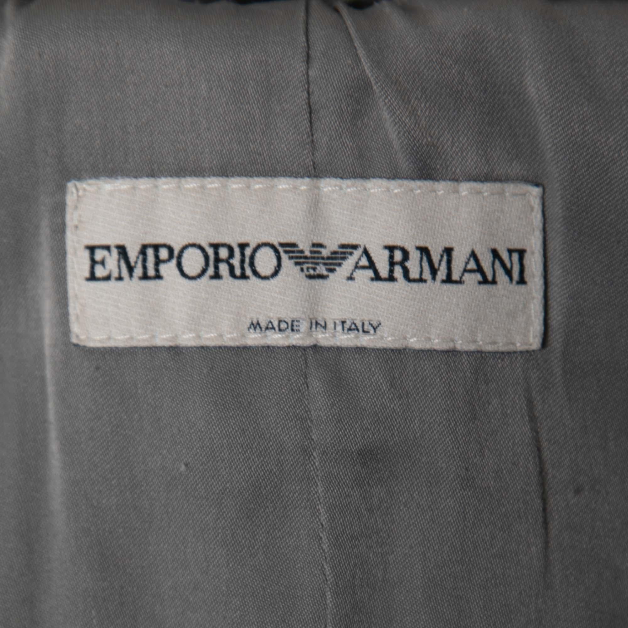 Gray Emporio Armani Grey Floral Embroidered Button Front Jacket M For Sale