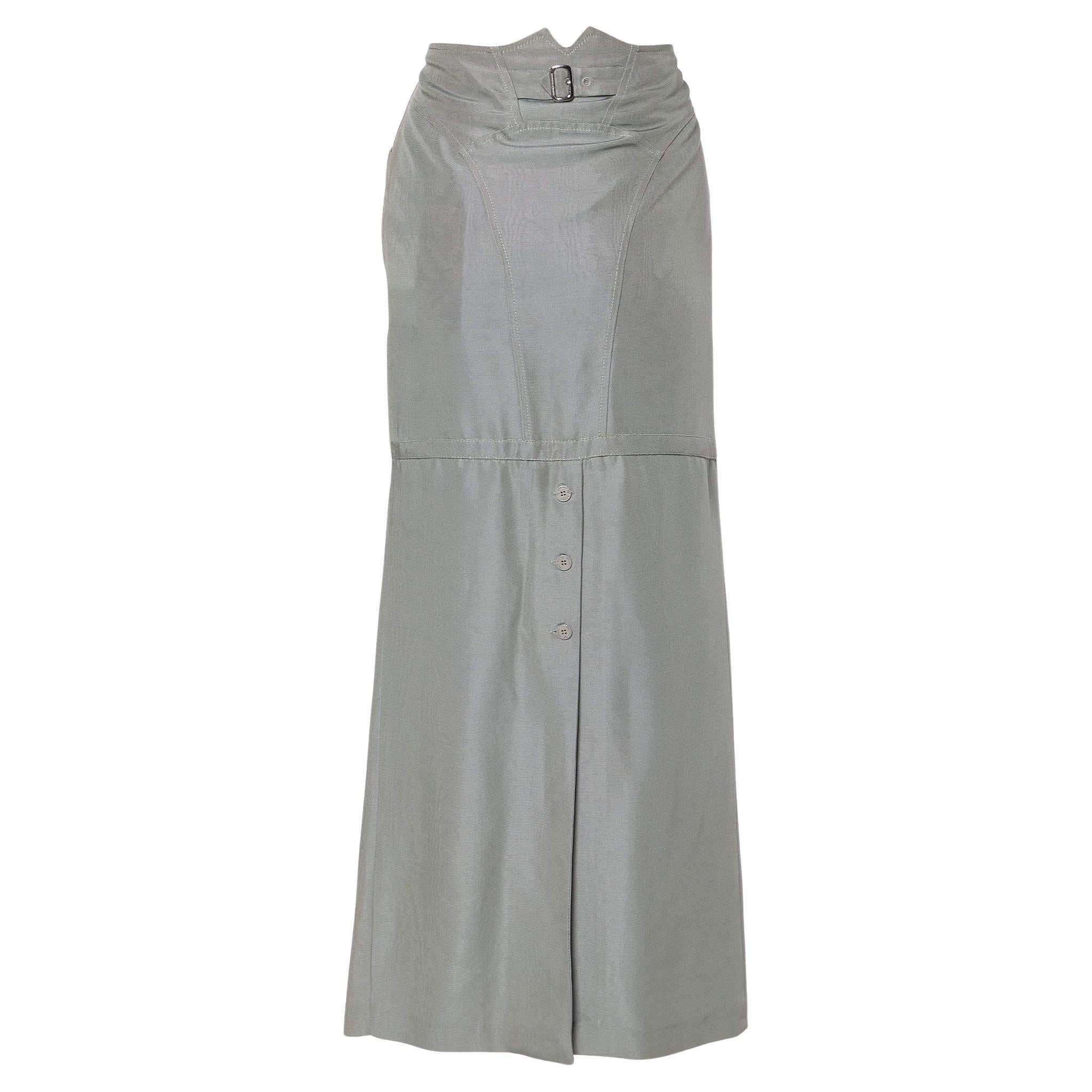 Emporio Armani Grey Jacquard Maxi Skirt M For Sale