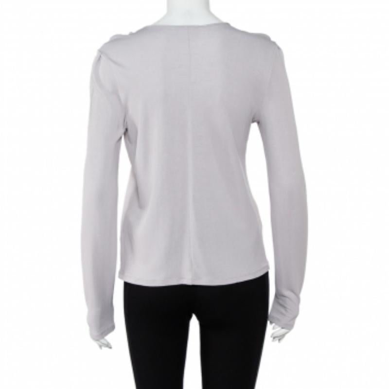 Women's Emporio Armani Grey Knit Draped Detail Long Sleeve Top L For Sale