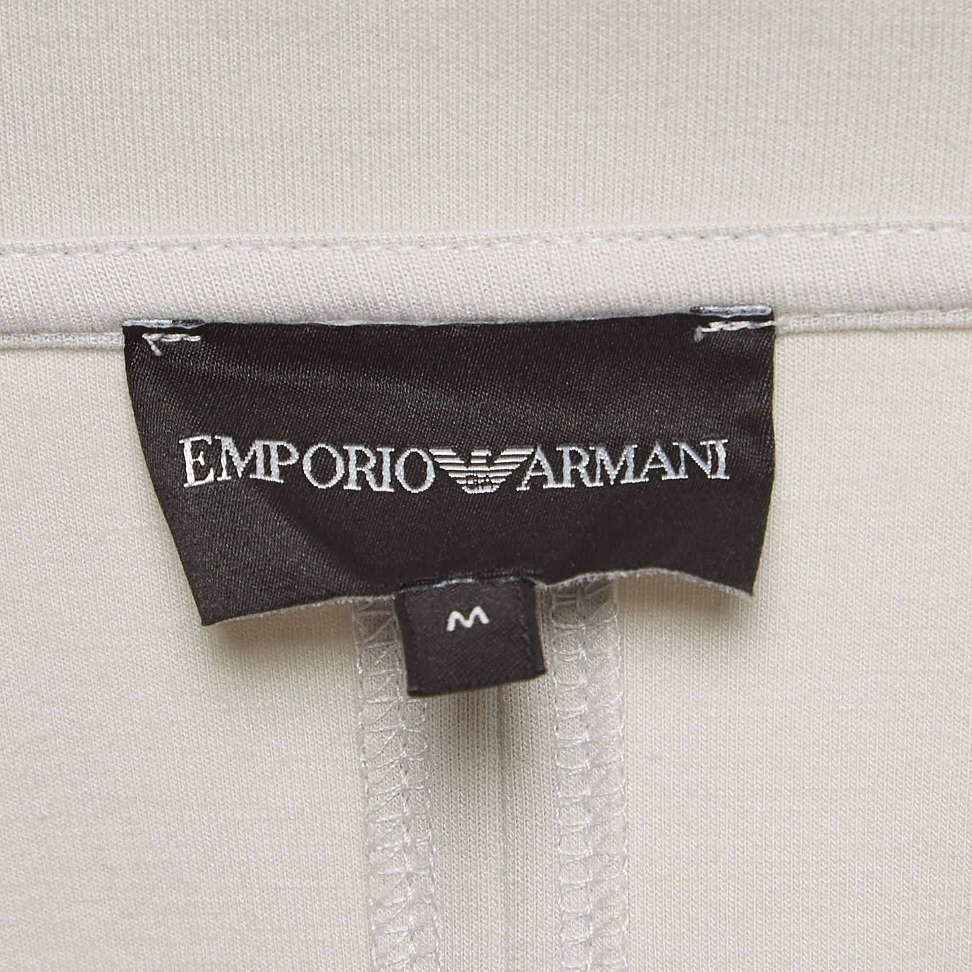 Emporio ARMANI Veste zippée en tricot gris M État moyen - En vente à Dubai, Al Qouz 2