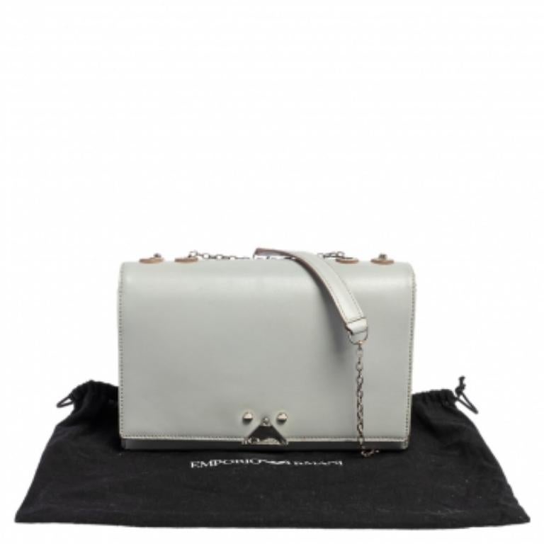 Gris Emporio Armani - Sac à bandoulière en cuir gris avec chaîne