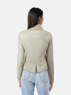 Emporio Armani Grey Leather Double Breast Jacket Size S