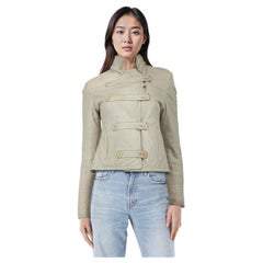 Emporio ARMANI Chaqueta doble pecho piel gris Talla S