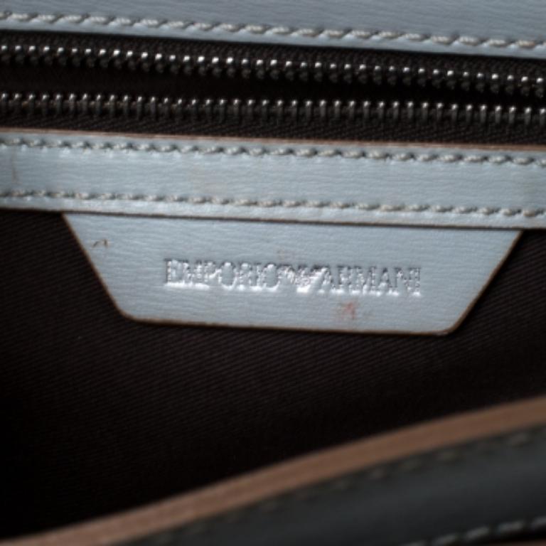 Emporio Armani Borsa a tracolla in pelle grigia con doppia catena in vendita 1