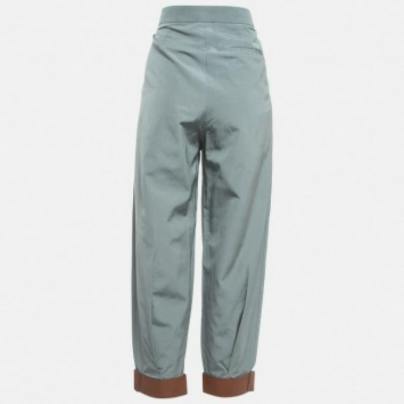 Emporio Armani Grau Lederbesatz Krepp Hohe Taille Hose M im Angebot 1