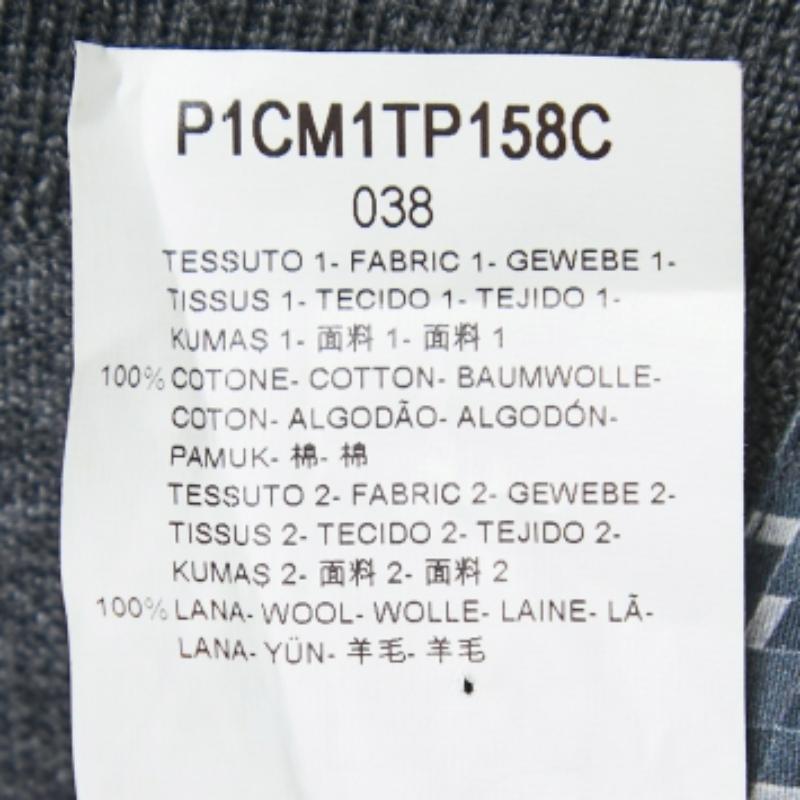 Noir Emporio ARMANI Chemise à manches longues en tricot de coton et de laine gris à motifs S en vente