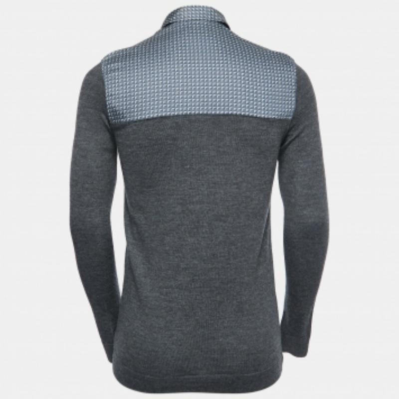 Emporio ARMANI Chemise à manches longues en tricot de coton et de laine gris à motifs S Bon état - En vente à Dubai, Al Qouz 2