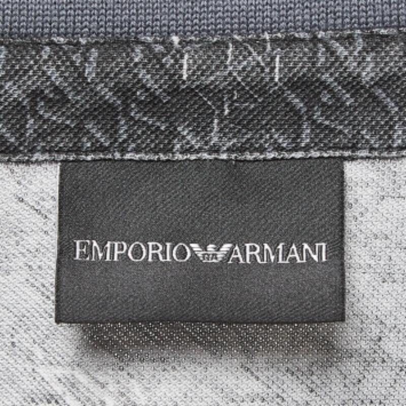 Uomo Emporio Armani Polo grigia in maglia stampata con bordi a contrasto T S in vendita