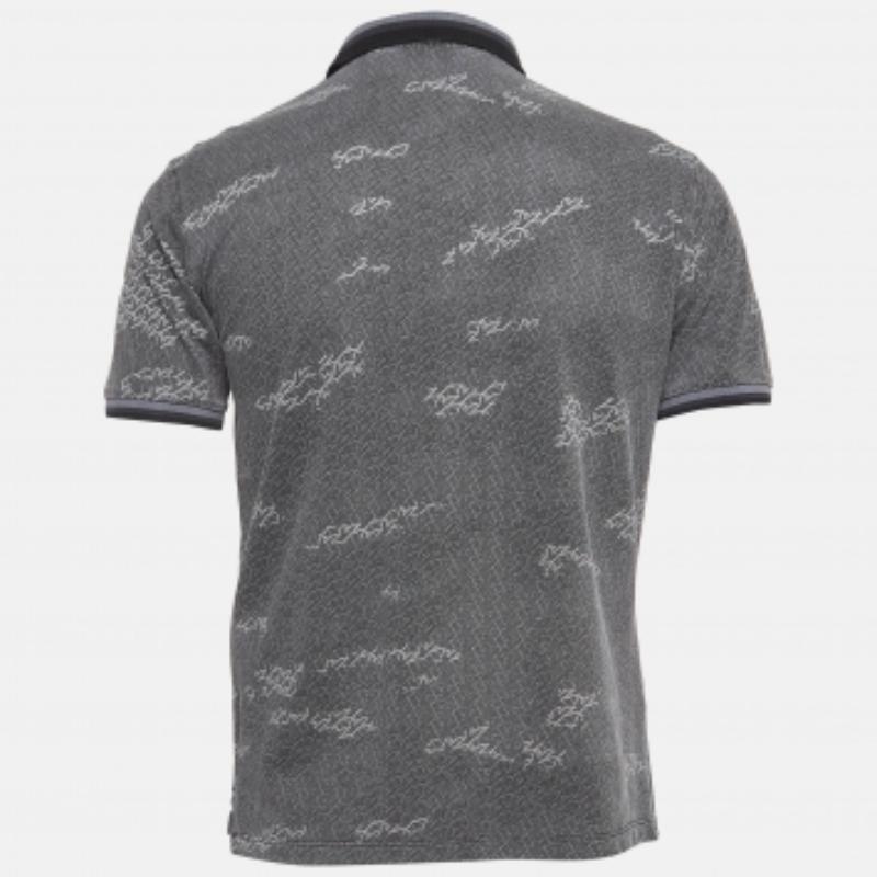 Emporio Armani Polo grigia in maglia stampata con bordi a contrasto T S in vendita 1