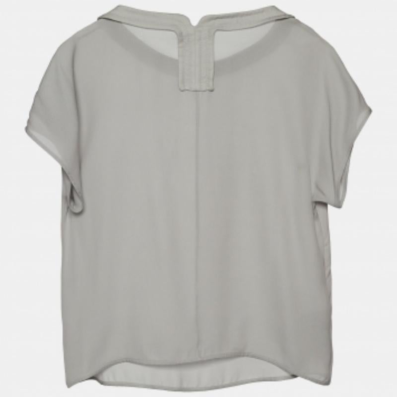 Gray Emporio Armani Grey Silk Top S For Sale