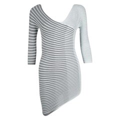 Emporio ARMANI Top stretch asymétrique plissé gris rayé S