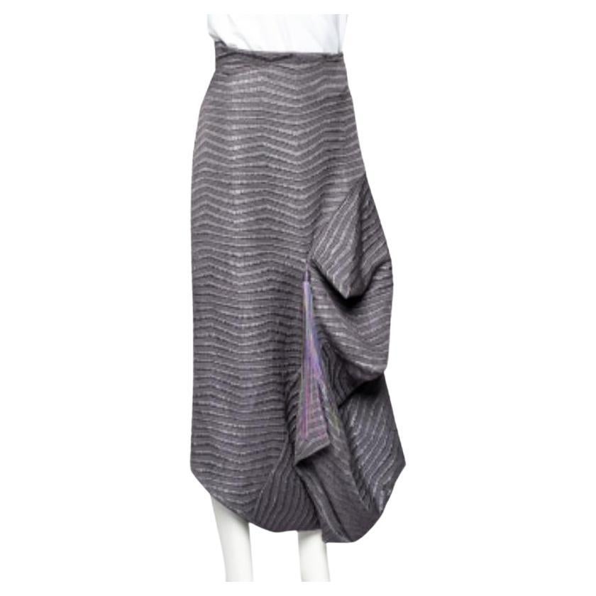 Emporio Armani Grigio Gonna midi drappeggiata con nappe sintetiche testurizzate M.