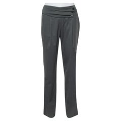 Emporio Armani Grey Wool Pleated Detail Trousers M