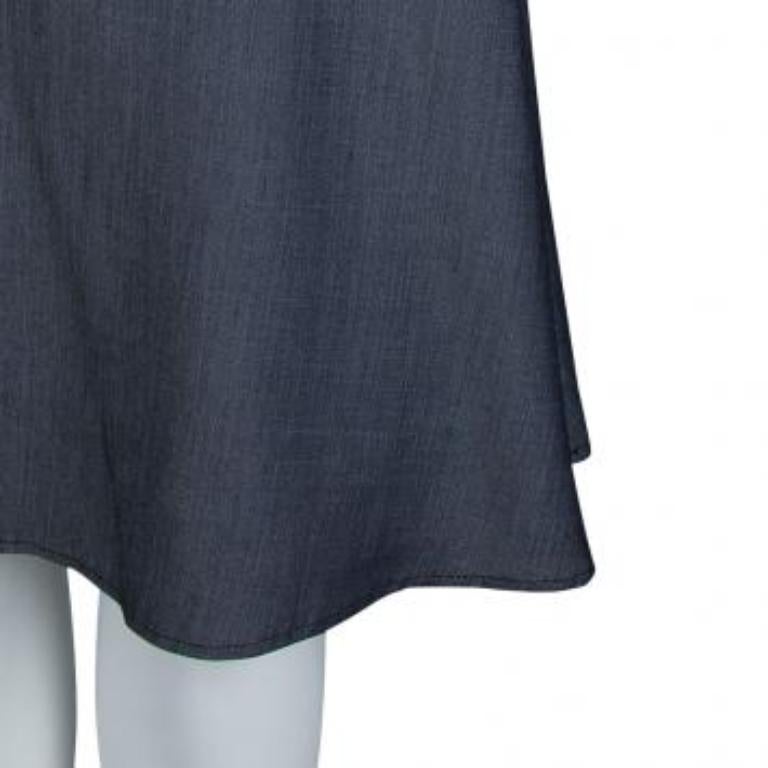 Emporio Armani Indigo Contrast Waist Panel Detail A-line Skirt M im Zustand „Gut“ im Angebot in Dubai, Al Qouz 2