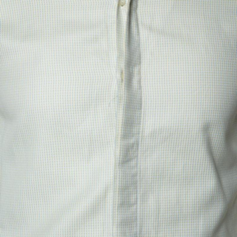 Emporio Armani Light Green Cotton Button Front Shirt S For Sale 1